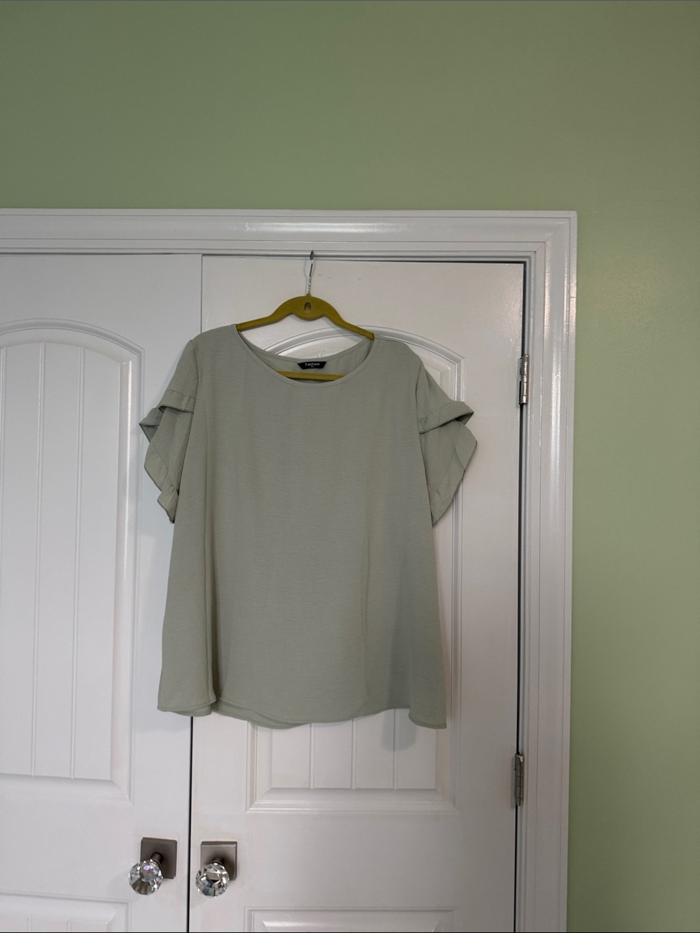 Light Sage Ruffle Sleeve Women’s Top